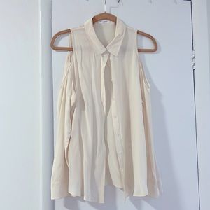 Equipment Femme Ivory 100% Silk Cold Shoulder Button Up Down Blouse Size Large